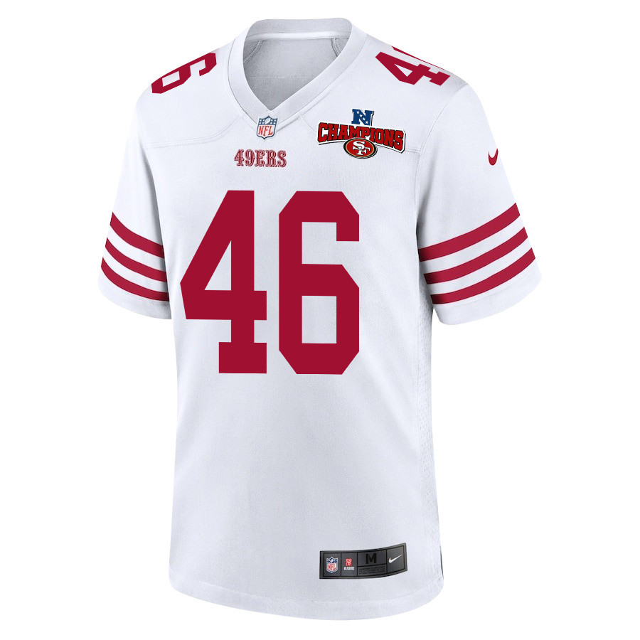 Taybor Pepper 46 San Francisco 49ers NFC Champions Patch Game Men Jersey - White JS4387 nicesnker - Image 2