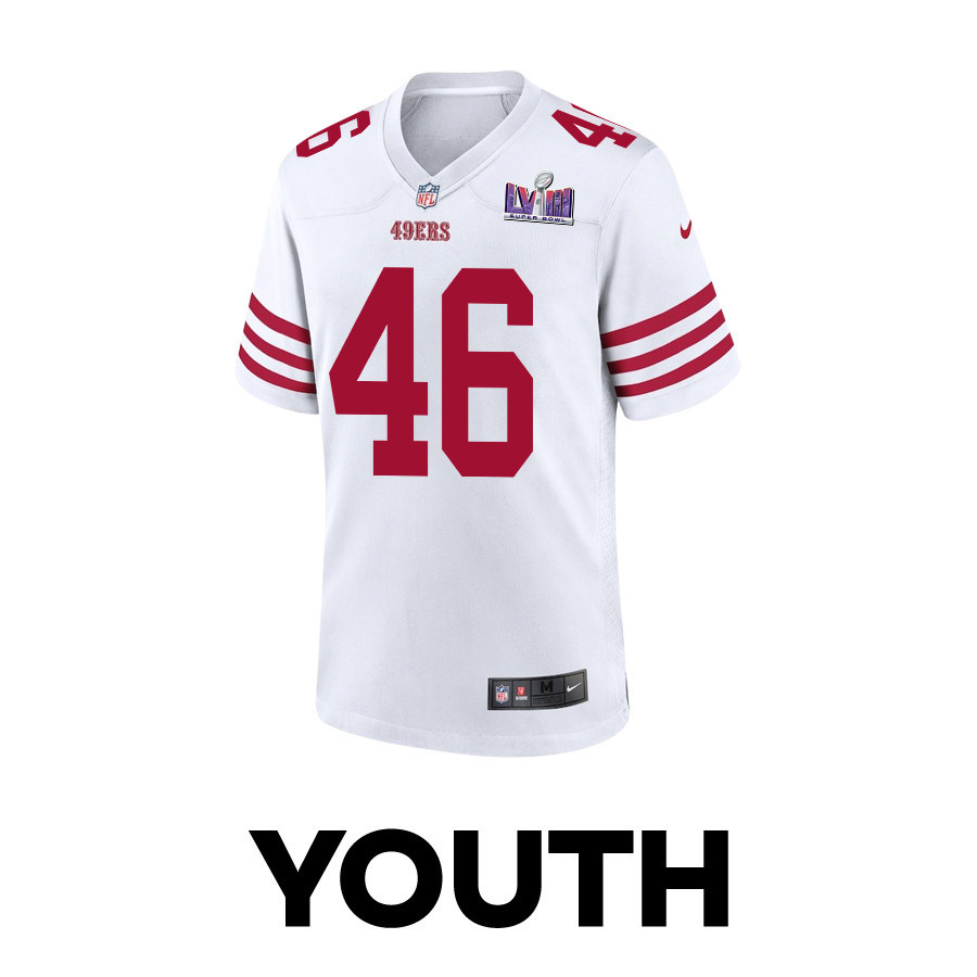 Taybor Pepper 46 San Francisco 49ers Super Bowl LVIII Patch Game YOUTH Jersey - White JS4405 nicesnker - Image 2