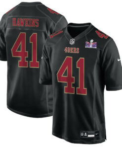 Tayler Hawkins 41 San Francisco 49ers Super Bowl LVIII Patch Fashion Game Men Jersey - Carbon Black JS9731 nicesnker