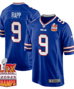Taylor Rapp 9 Buffalo Bills Super Bowl LIX Champions Patch Game Men Jersey - Royal JS8535 nicesnker