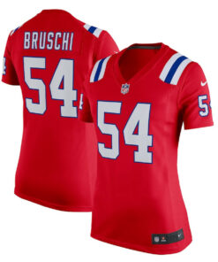 Tedy Bruschi 54 New England Patriots Women Retired Game Jersey - Red JS4538 nicesnker