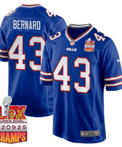 Terrel Bernard 43 Buffalo Bills Super Bowl LIX Champions Patch Game Men Jersey - Royal JS2563 nicesnker