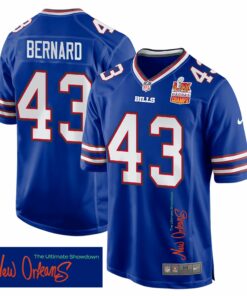 Terrel Bernard 43 Buffalo Bills Super Bowl LIX Champions Patch 'New Orleans - The Ultimate Showdown' EMBROIDERED Game Men Jersey - Royal JS9349 nicesnker
