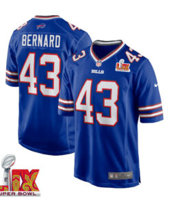 Terrel Bernard #43 Buffalo Bills Super Bowl LIX Jersey - Men's - Royal JS6914 nicesnker