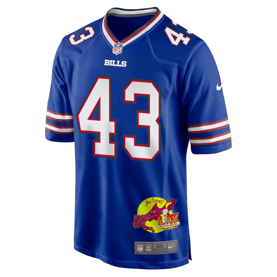Terrel Bernard 43 Buffalo Bills Super Bowl LIX New Orleans Patch Game Men Jersey - Royal JS3890 nicesnker - Image 3