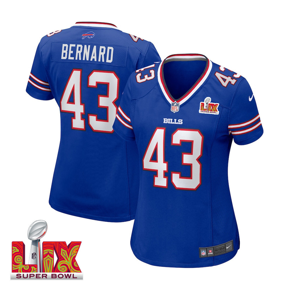 Terrel Bernard #43 Buffalo Bills Super Bowl LIX Women's Jersey - Royal JS4381 nicesnker