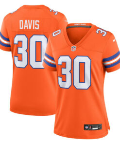 Terrell Davis 30 Denver Broncos Women's Mile High Collection 1977 Throwback Retired Player Game Jersey - Orange JS5725 nicesnker