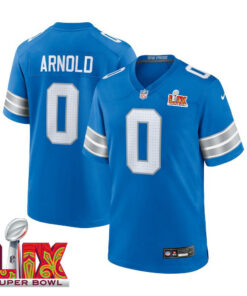 Terrion Arnold #0 Detroit Lions Super Bowl LIX Jersey - Men's - Blue JS6637 nicesnker