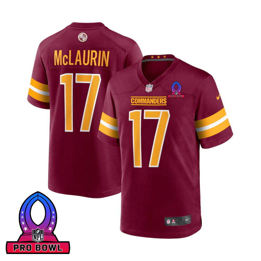 Terry McLaurin 17 Washington Commanders 2025 Pro Bowl Patch Game Men Jersey - Burgundy JS7679 nicesnker