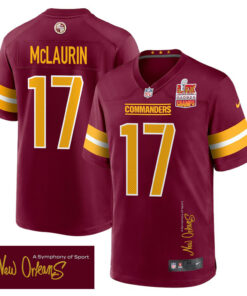 Terry McLaurin 17 Washington Commanders Super Bowl LIX Champions Patch 'New Orleans - A Symphony of Sport' EMBROIDERED Game Men Jersey - Burgundy JS4721 nicesnker