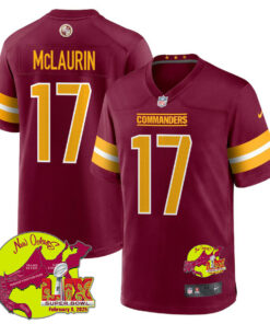 Terry McLaurin 17 Washington Commanders Super Bowl LIX New Orleans Patch Game Men Jersey - Burgundy JS9316 nicesnker