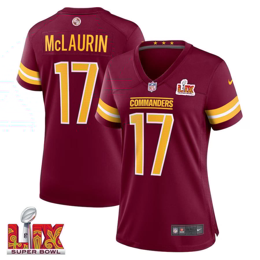 Terry McLaurin #17 Washington Commanders Super Bowl LIX Women's Jersey - Burgundy JS7502 nicesnker