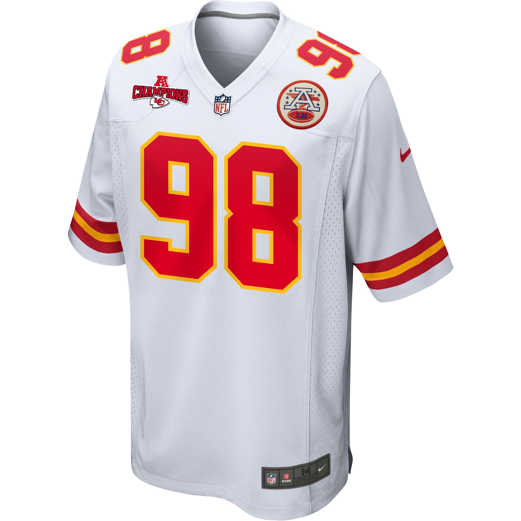 Tershawn Wharton 98 Kansas City Chiefs AFC Champions Patch Game Men Jersey - White JS2323 nicesnker - Image 2