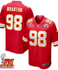 Tershawn Wharton #98 Kansas City Chiefs Super Bowl LIX Jersey - Men's - Red JS1349 nicesnker