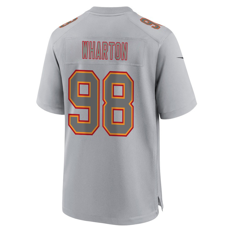 Tershawn Wharton 98 Kansas City Chiefs Super Bowl LVIII Champions 4 Stars Patch Atmosphere Fashion Game Men Jersey - Gray JS5553 nicesnker - Image 3