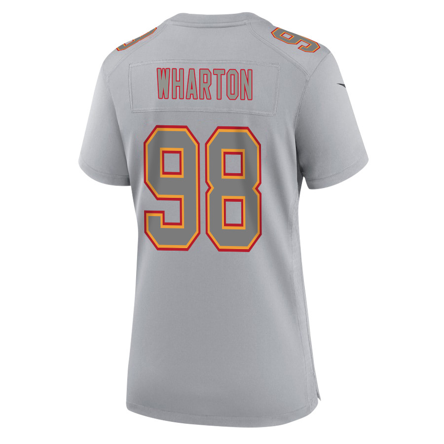 Tershawn Wharton 98 Kansas City Chiefs Super Bowl LVIII Champions 4X Atmosphere Fashion Game Women Jersey - Gray JS7497 nicesnker - Image 3