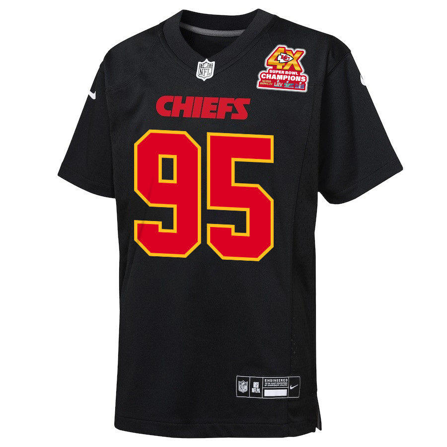 Tershawn Wharton 98 Kansas City Chiefs Super Bowl LVIII Champions 4X Fashion Game YOUTH Jersey - Carbon Black JS6004 nicesnker - Image 2
