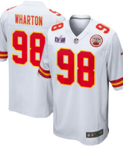 Tershawn Wharton 98 Kansas City Chiefs Super Bowl LVIII Patch Game Men Jersey - White JS4118 nicesnker