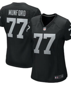 Thayer Munford Jr. 77 Las Vegas Raiders Women's Team Game Jersey - Black JS5061 nicesnker