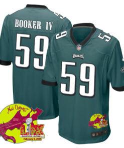 Thomas Booker IV 59 Philadelphia Eagles Super Bowl LIX New Orleans Patch Game Men Jersey - Midnight Green JS1269 nicesnker