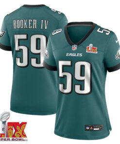 Thomas Booker IV #59 Philadelphia Eagles Super Bowl LIX Women's Jersey - Midnight Green JS7431 nicesnker
