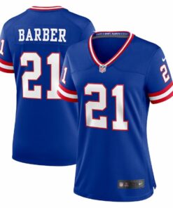 Tiki Barber 21 New York Giants Women Classic Retired Game Jersey - Royal JS8176 nicesnker