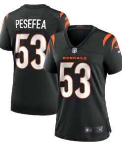 TJ Pesefea 53 Cincinnati Bengals Women's Team Game Jersey - Black JS1497 nicesnker