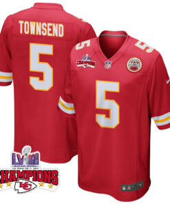 Tommy Townsend 5 Kansas City Chiefs Super Bowl LVIII Champions 4 Stars Patch Game Men Jersey - Red JS4788 nicesnker