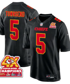 Tommy Townsend 5 Kansas City Chiefs Super Bowl LVIII Champions 4X Fashion Game Men Jersey - Carbon Black JS3637 nicesnker