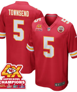 Tommy Townsend 5 Kansas City Chiefs Super Bowl LVIII Champions 4X Game Men Jersey - Red JS6575 nicesnker