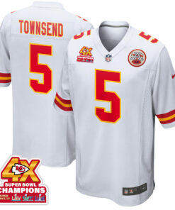 Tommy Townsend 5 Kansas City Chiefs Super Bowl LVIII Champions 4X Game Men Jersey - White JS3298 nicesnker