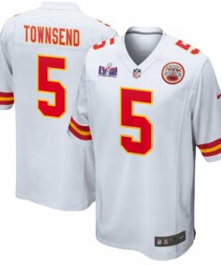 Tommy Townsend 5 Kansas City Chiefs Super Bowl LVIII Patch Game Men Jersey - White JS9478 nicesnker
