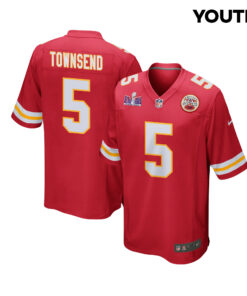 Tommy Townsend 5 Kansas City Chiefs Super Bowl LVIII Patch Game YOUTH Jersey - Red JS2389 nicesnker