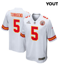 Tommy Townsend 5 Kansas City Chiefs Super Bowl LVIII Patch Game YOUTH Jersey - White JS5402 nicesnker