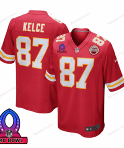 Travis Kelce 87 Kansas City Chiefs 2025 Pro Bowl Patch Game Men Jersey - Red JS5710 nicesnker