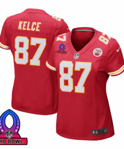Travis Kelce 87 Kansas City Chiefs 2025 Pro Bowl Patch Women Game Jersey - Red JS7360 nicesnker