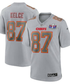 Travis Kelce 87 Kansas City Chiefs Super Bowl LVIII Atmosphere Fashion Game Men Jersey - Gray JS3582 nicesnker