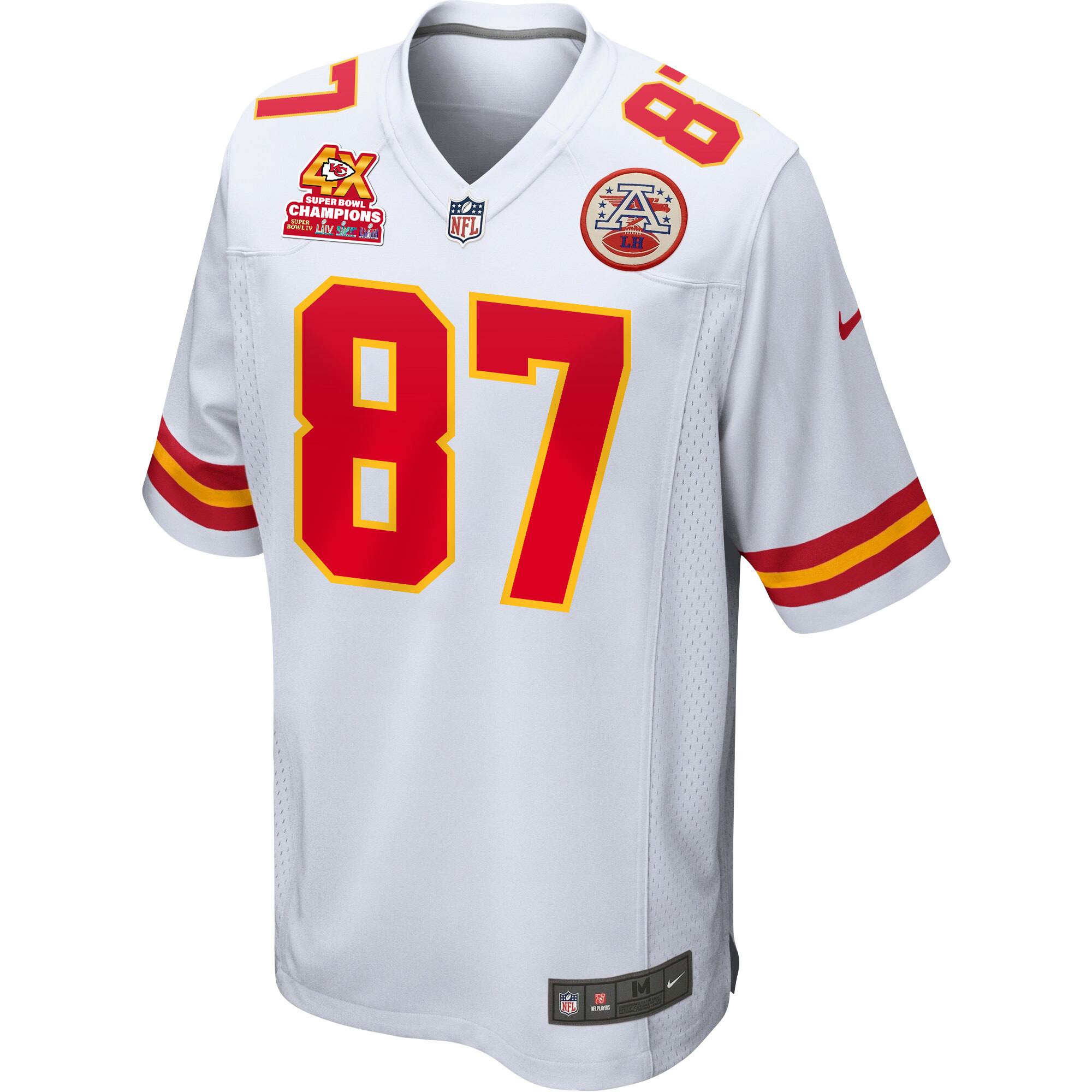Travis Kelce 87 Kansas City Chiefs Super Bowl LVIII Champions 4X Game Men Jersey - White JS1737 nicesnker - Image 2