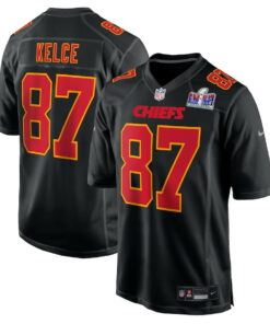 Travis Kelce 87 Kansas City Chiefs Super Bowl LVIII Fashion Game Men Jersey - Carbon Black JS5849 nicesnker