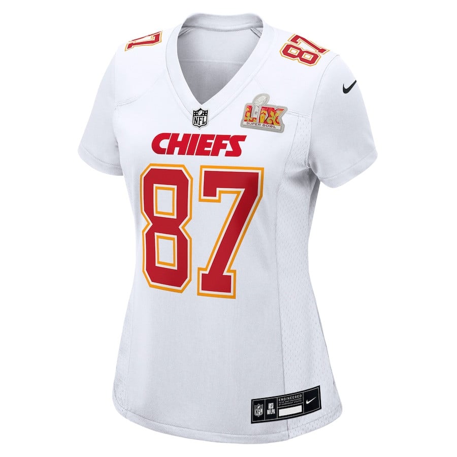Travis Kelce 87 Kansas City Chiefs Women's Super Bowl LIX Fashion Game Jersey - Tundra White JS2425 nicesnker - Image 2