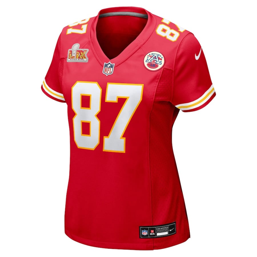 Travis Kelce 87 Kansas City Chiefs Women's Super Bowl LIX Game Jersey - Red JS9736 nicesnker - Image 2