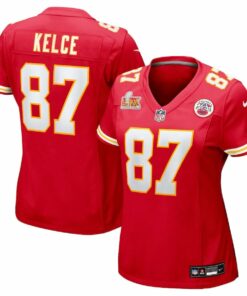 Travis Kelce 87 Kansas City Chiefs Women's Super Bowl LIX Game Jersey - Red JS9736 nicesnker