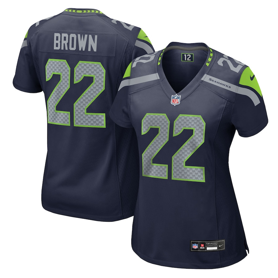 Tre Brown 22 Seattle Seahawks Women's Team Game Jersey - College Navy JS7703 nicesnker