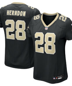 Tre Herndon 28 New Orleans Saints Women's Game Jersey - Black JS1628 nicesnker