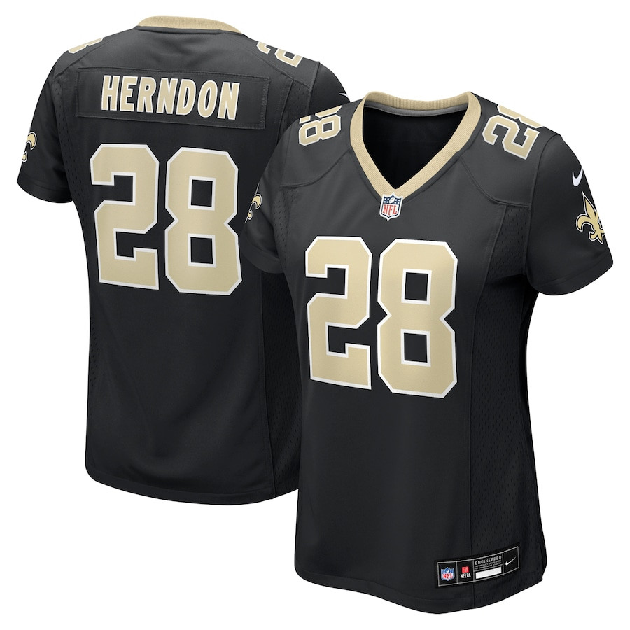 Tre Herndon 28 New Orleans Saints Women's Game Jersey - Black JS1628 nicesnker