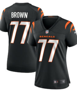 Trent Brown 77 Cincinnati Bengals Women's Game Jersey - Black JS1390 nicesnker