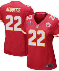 Trent McDuffie 22 Kansas City Chiefs Super Bowl LVIII Patch Game Women Jersey - Red JS1152 nicesnker