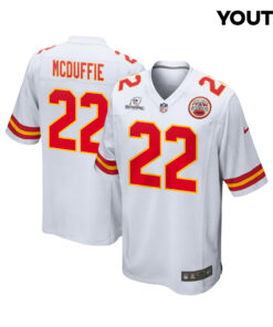 Trent McDuffie 22 Kansas City Chiefs Super Bowl LVIII Patch Game YOUTH Jersey - White JS1312 nicesnker