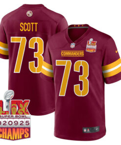 Trent Scott 73 Washington Commanders Super Bowl LIX Champions Patch Game Men Jersey - Burgundy JS1602 nicesnker