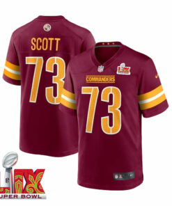 Trent Scott #73 Washington Commanders Super Bowl LIX Jersey - Men's - Burgundy JS7811 nicesnker